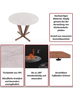 MCW Möbel-Sets<Bistrotisch M56 Massiv-Holz HPL Laminat Melamin
