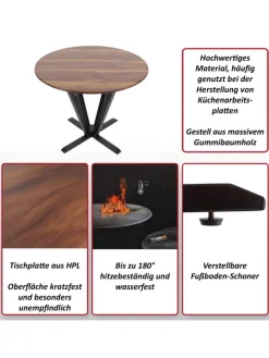 MCW Möbel-Sets<Bistrotisch M56 Massiv-Holz HPL Laminat Melamin