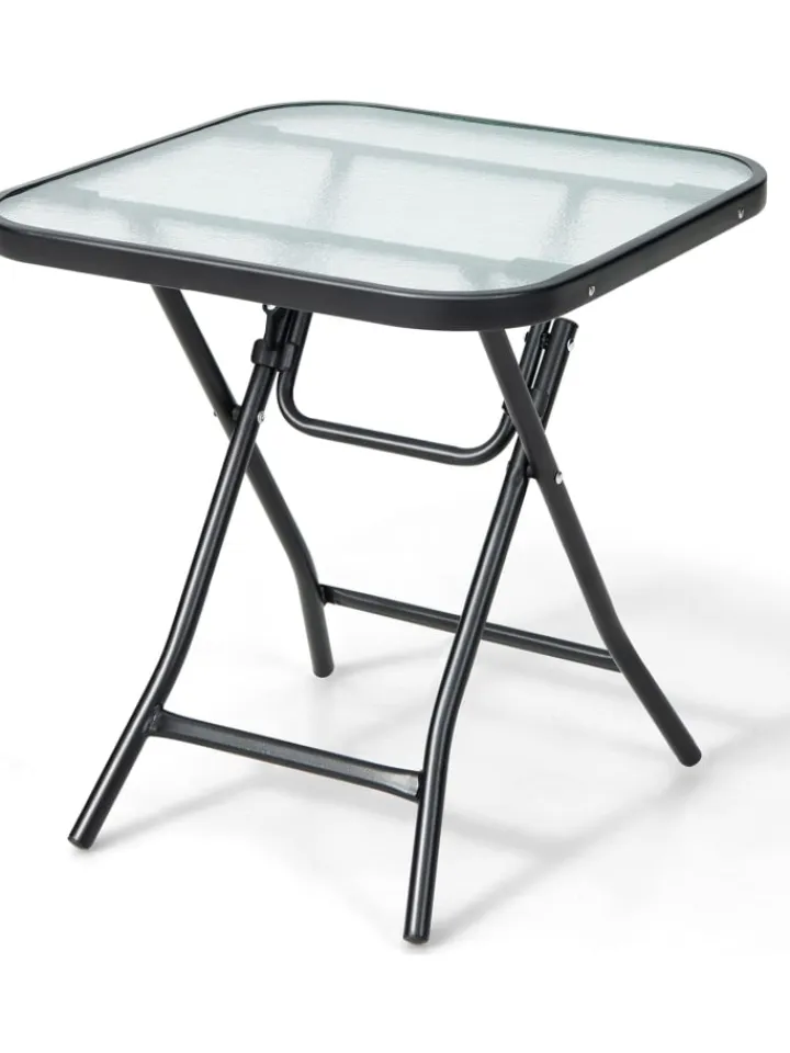 COSTWAY Gartenmöbel<Bistrotisch quadratisch klappbar in Schwarz