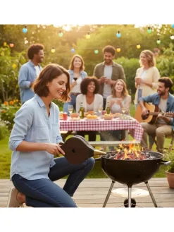 relaxdays Grillen<Blasebalg in Braun/ Gold - (B)17,5 x (H)40 cm