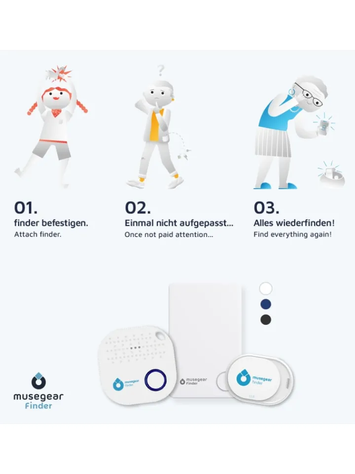 musegear Smarthome & Wetterstationen<Bluetooth-Schlüsselfinder "Finder mini" in dunkelblau - 2er Pack