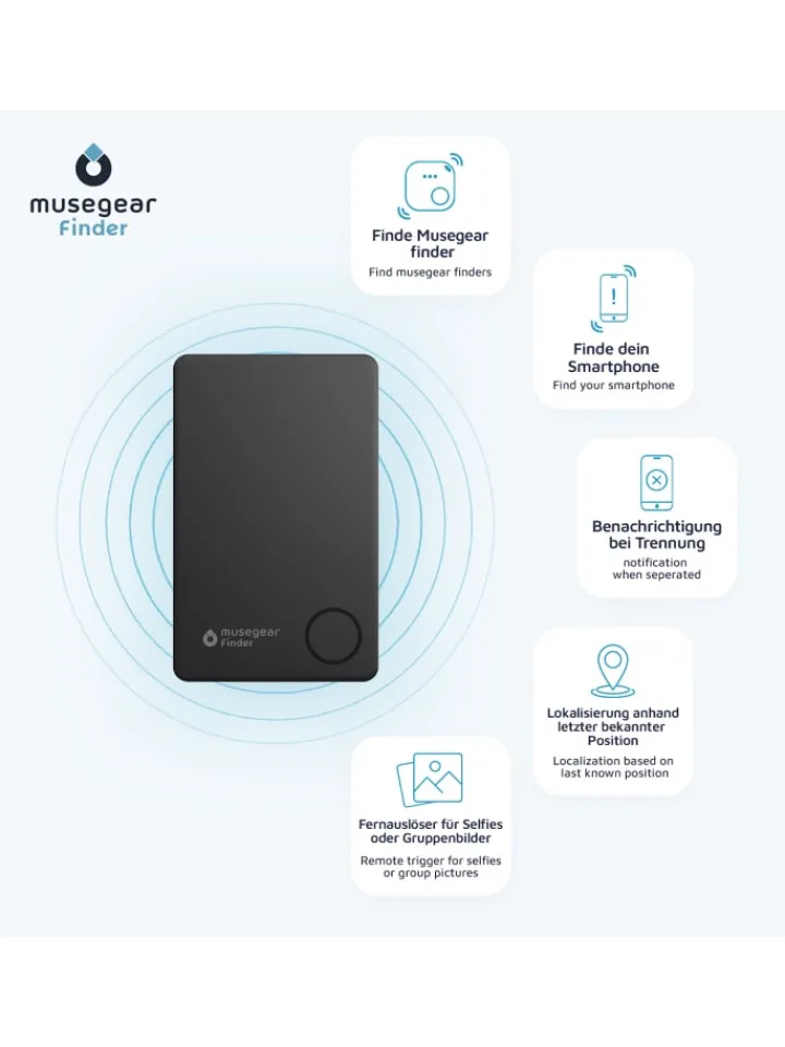 musegear Smarthome & Wetterstationen<Bluetooth-Schlüsselfinder "Finder flat" in schwarz