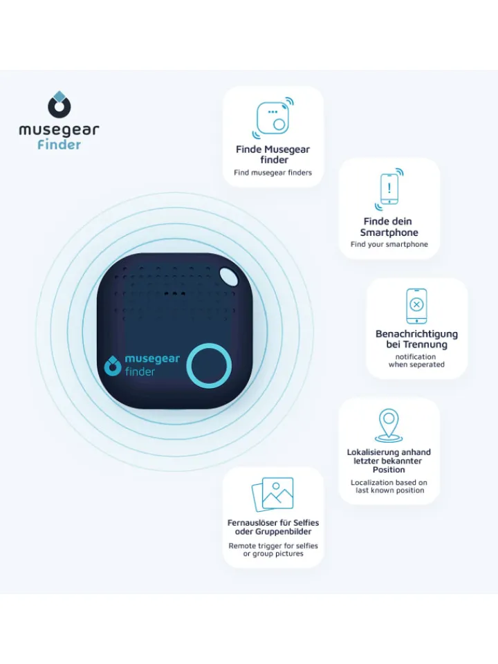 musegear Smarthome & Wetterstationen<Bluetooth-Schlüsselfinder "Finder 2" in brauner Korktasche