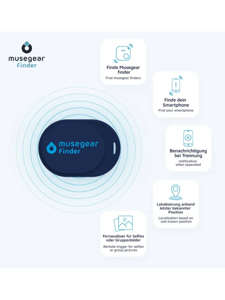 musegear Smarthome & Wetterstationen<Bluetooth-Schlüsselfinder "Finder mini" in dunkelblau - 3er Pack