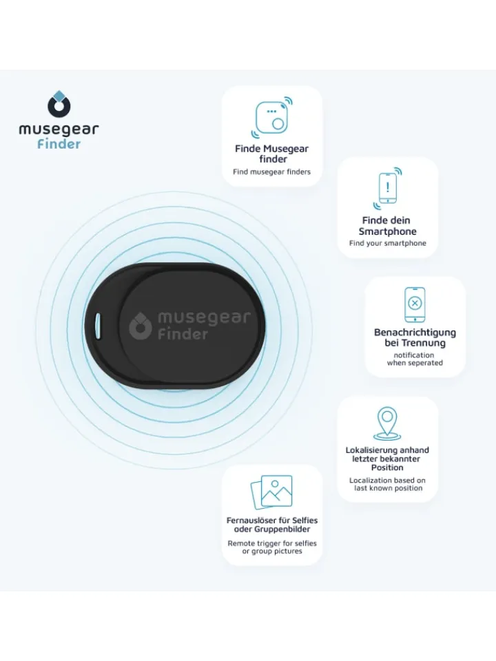 musegear Smarthome & Wetterstationen<Bluetooth-Schlüsselfinder "Finder mini" in schwarz