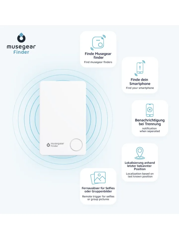 musegear Smarthome & Wetterstationen<Bluetooth-Schlüsselfinder "Finder flat" in weiß
