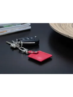 musegear Smarthome & Wetterstationen<Bluetooth-Schlüsselfinder "Finder 2" in bordeaux roter Ledertasche