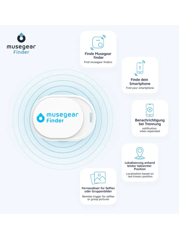 musegear Smarthome & Wetterstationen<Bluetooth-Schlüsselfinder "Finder mini" in weiß