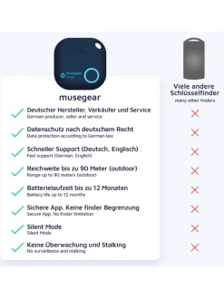 musegear Smarthome & Wetterstationen<Bluetooth-Schlüsselfinder "Finder 2" in brauner Ledertasche