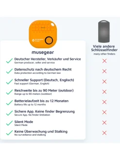 musegear Smarthome & Wetterstationen<Bluetooth-Schlüsselfinder "Finder 2" in orange - 2er Pack
