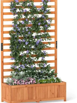 COSTWAY Pflanzen & Zubehör<Blumenkasten mit Rankgitter 90x35x150cm in Orange