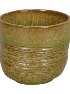 POSIWIO Pflanzen & Zubehör<Blumentopf in Hellbraun/ Grün - (H)12,5 x Ø 14,5 cm