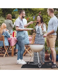 relaxdays Grillen<Bodenschutzmatte in Anthrazit - (B)150 x (T)100