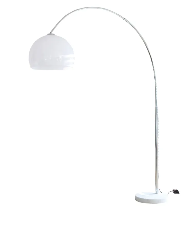 SalesFever Stehleuchten<Bogenlampe 208 cm höhenverstellbar dimmbar Marmorfuß und Lampenschirm in Weiß