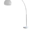 SalesFever Stehleuchten<Bogenlampe verstellbar dimmbar mit Marmorfuß und Kunststoffschirm in Weiß