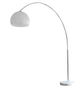 SalesFever Stehleuchten<Bogenlampe verstellbar dimmbar mit Marmorfuß und Kunststoffschirm in Weiß