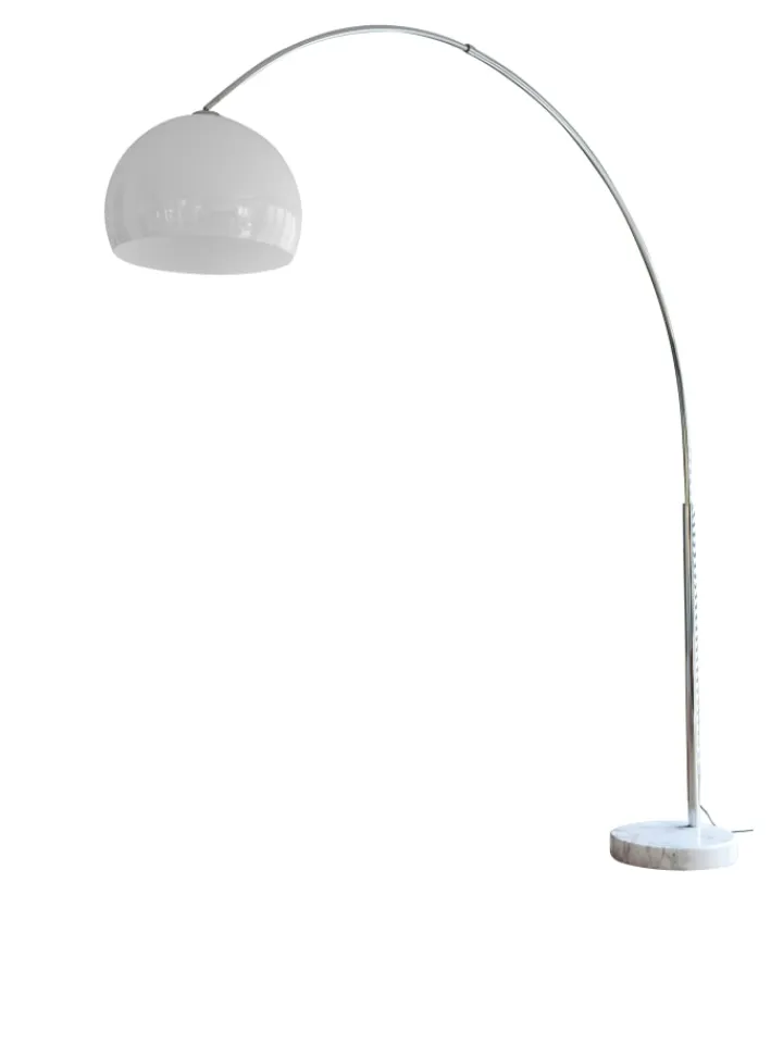 SalesFever Stehleuchten<Bogenlampe verstellbar dimmbar mit Marmorfuß und Kunststoffschirm in Weiß