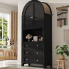 ABRIHOME Regale & Schränke<Bogenschrank in Schwarz mit Schubladen Türen und offenem Regal Hoch
