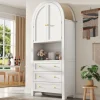ABRIHOME Regale & Schränke<Bogenschrank in Weiß mit Schubladen Türen und offenem Regal Hoch