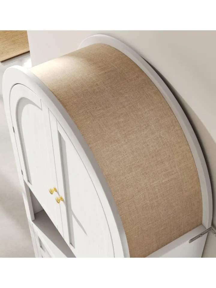 ABRIHOME Regale & Schränke<Bogenschrank in Weiß mit Schubladen Türen und offenem Regal Hoch