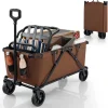 COSTWAY Einkaufstaschen & -Trolleys<Bollerwagen faltbar in Braun