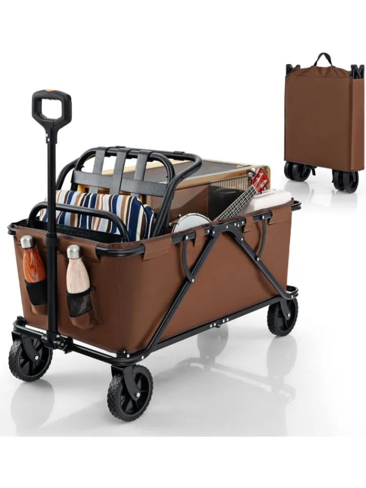 COSTWAY Einkaufstaschen & -Trolleys<Bollerwagen faltbar in Braun