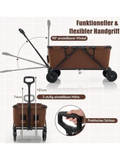 COSTWAY Einkaufstaschen & -Trolleys<Bollerwagen faltbar in Braun