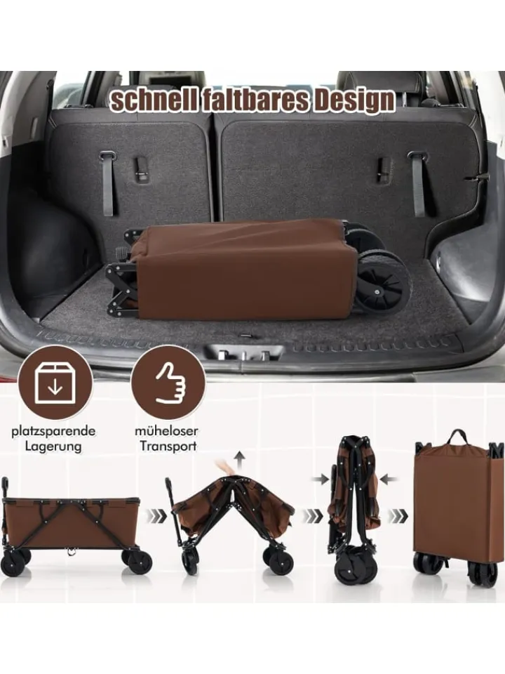 COSTWAY Einkaufstaschen & -Trolleys<Bollerwagen faltbar in Braun