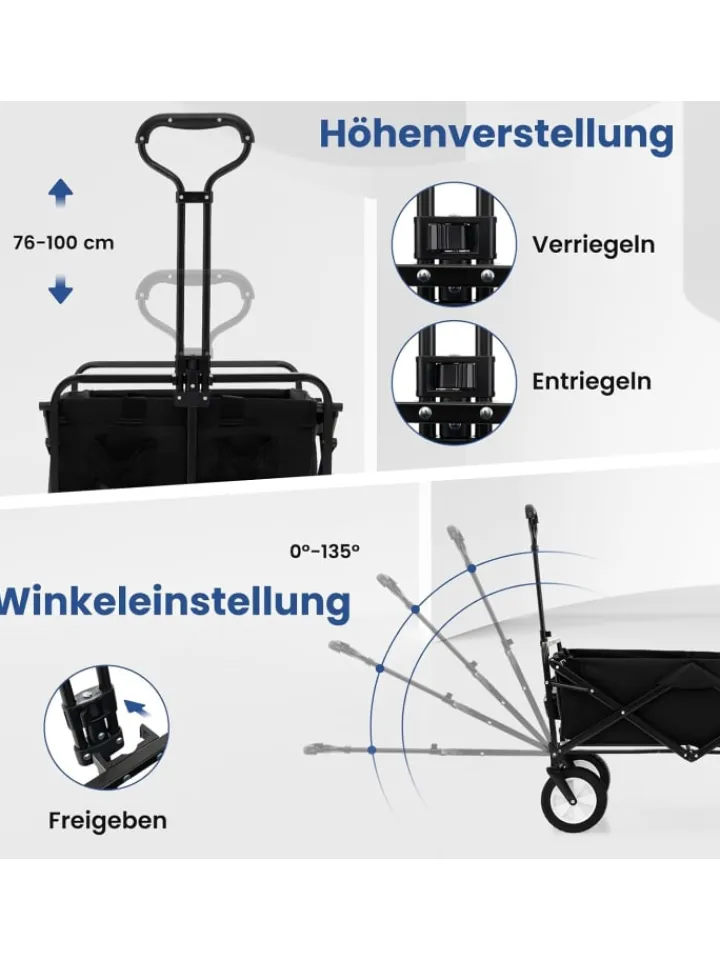 COSTWAY Einkaufstaschen & -Trolleys<Bollerwagen faltbar in Schwarz