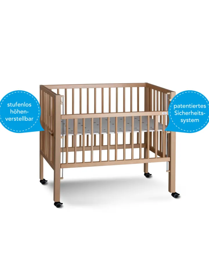 tiSsi Babymöbel<Boxspring Anstellbett "Maxi" in Natur - 50 x 90cm