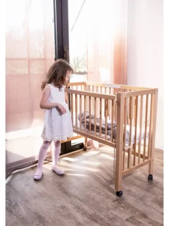 tiSsi Babymöbel<Boxspring Anstellbett "Maxi" in Natur - 50 x 90cm