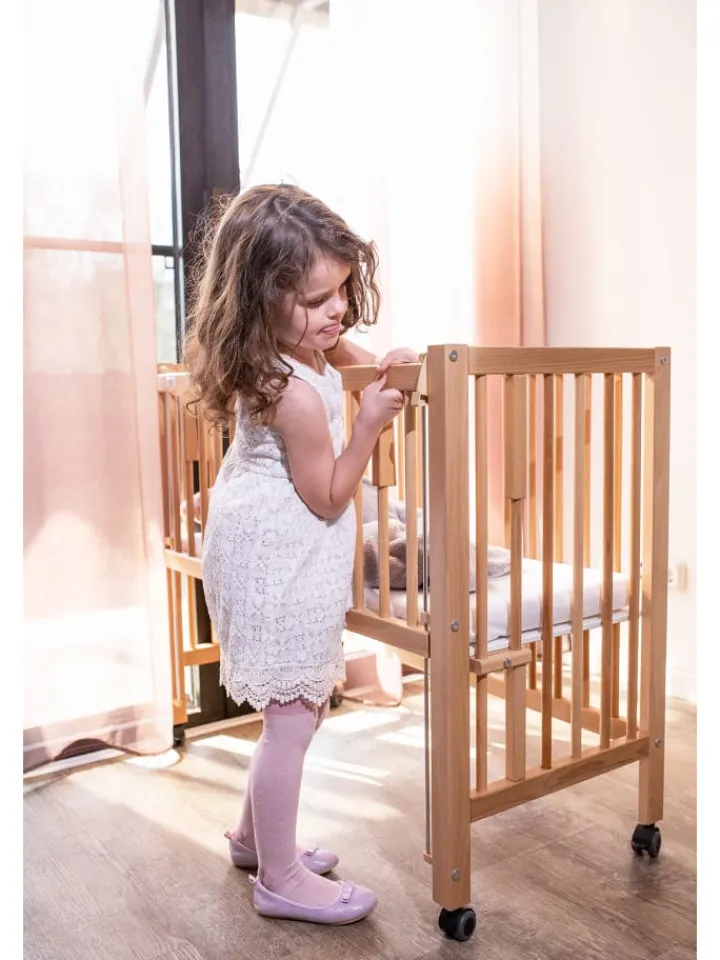 tiSsi Babymöbel<Boxspring Anstellbett "Maxi" in Natur - 50 x 90cm