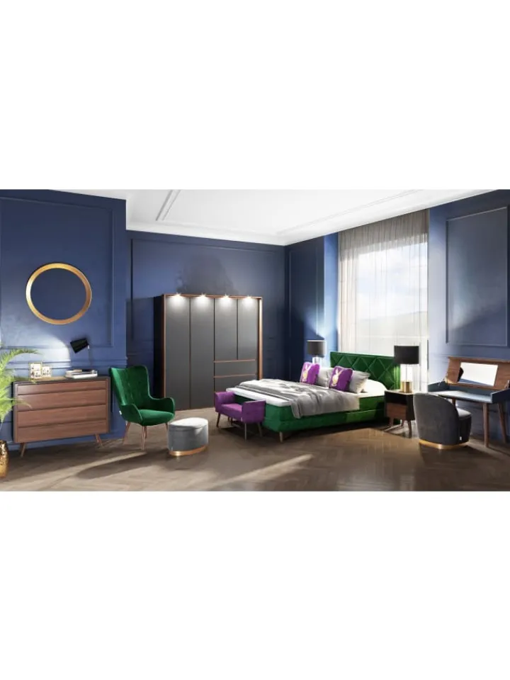 Playboy Betten & Matratzen<Boxspringbett "AUDREY" in Anthrazit - 140x200 cm