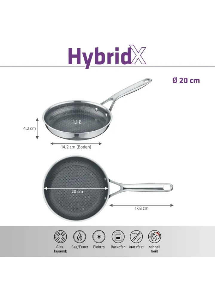 Berndes Kochgeschirr<Bratpfanne - HybridX in poliert