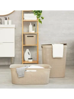 Rotho Wäschekörbe & -Ständer<Brisen Wäschebox 50l mit Deckel und Griffe in Cappuccino