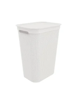 Rotho Wäschekörbe & -Ständer<Brisen Wäschebox 50l mit Deckel und Griffe in Mistelweiß
