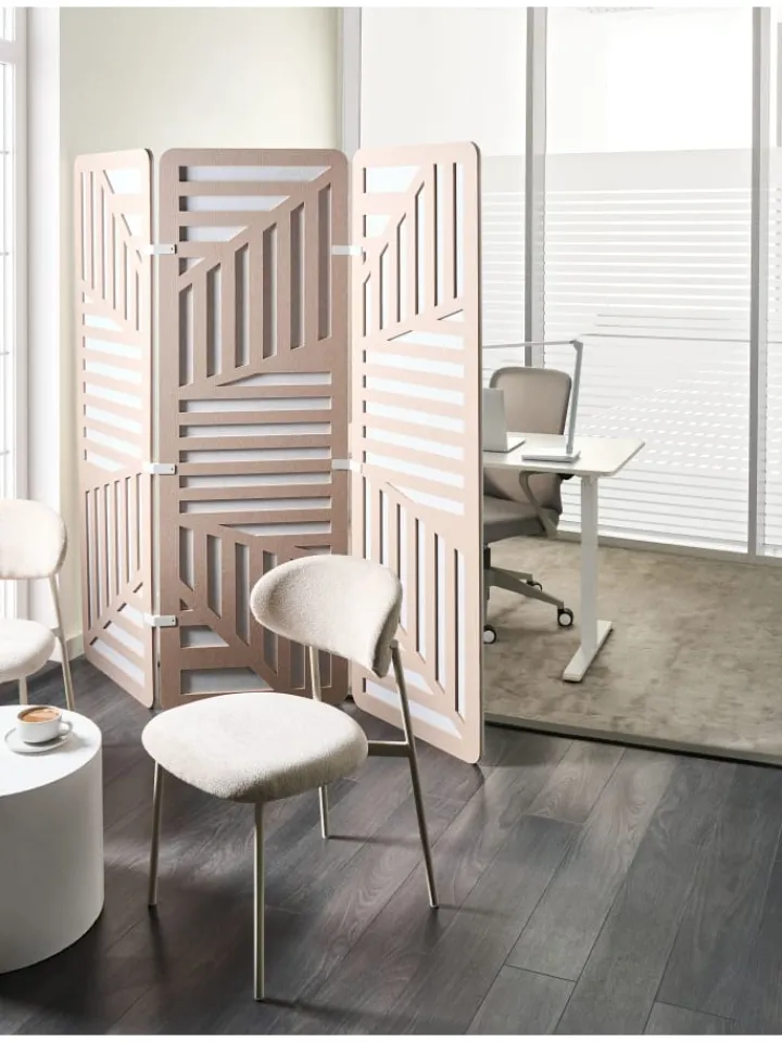 Beliani Paravents<Büro-Raumteiler FUTURA in Beige/Weiß - (W) 180 x (H) 180 x (L) 2 cm
