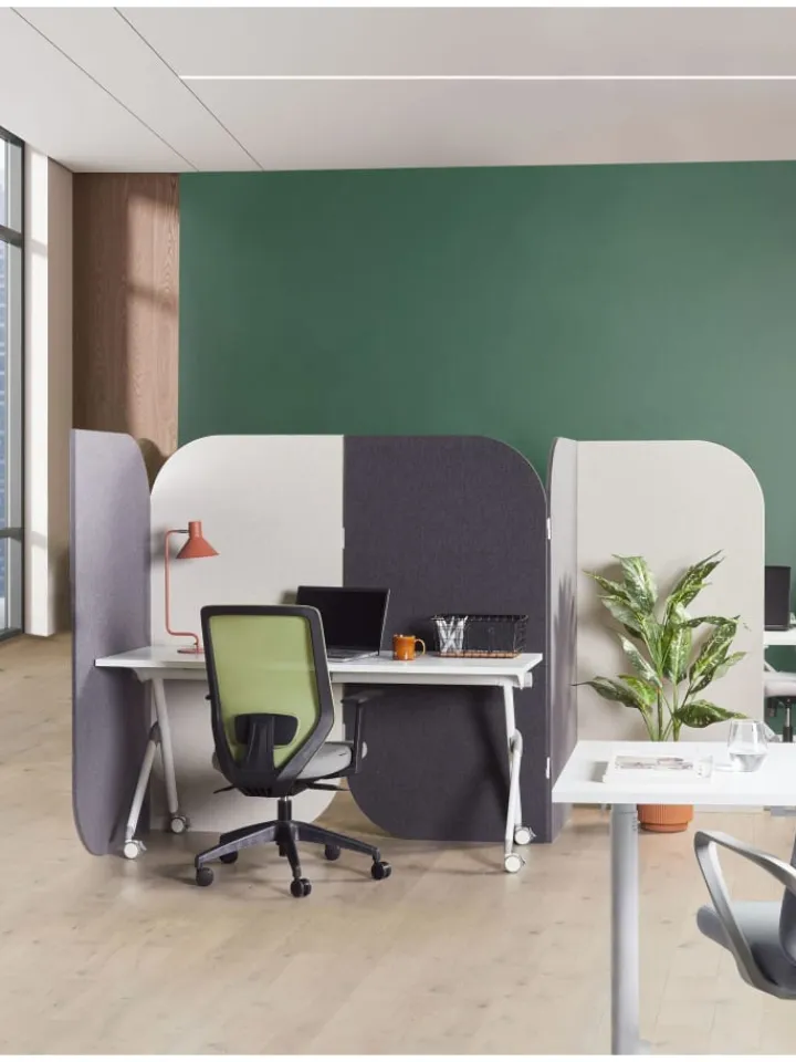 Beliani Paravents<Büro-Raumteiler SHADY in Grau/Beige - (W) 400 x (H) 160 x (L) 2 cm