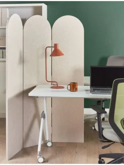 Beliani Paravents<Büro-Raumteiler SLIMMY in Beige - (W) 120 x (H) 160 x (L) 2 cm