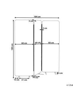 Beliani Paravents<Büro-Raumteiler STANDI in Grau - (W) 184 x (H) 184 x (L) 30 cm