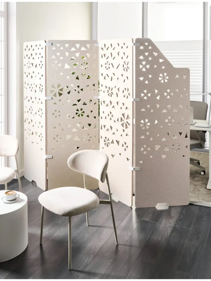 Beliani Paravents<Büro-Raumteiler STARRY in Beige - (W) 240 x (H) 180 x (L) 2 cm