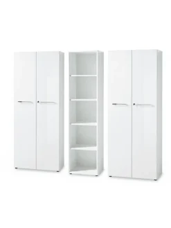 KADIMA DESIGN Möbel-Sets<Büro-Set 2 Schränke & Regal, 240cm breit, Glasfront in Weiß