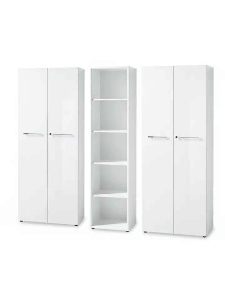 KADIMA DESIGN Möbel-Sets<Büro-Set 2 Schränke & Regal, 240cm breit, Glasfront in Weiß