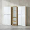 KADIMA DESIGN Möbel-Sets<Büro-Set 2 Schränke & Regal, 240cm breit, Glasfront in Chalet-Eiche-Nb.-Weiß