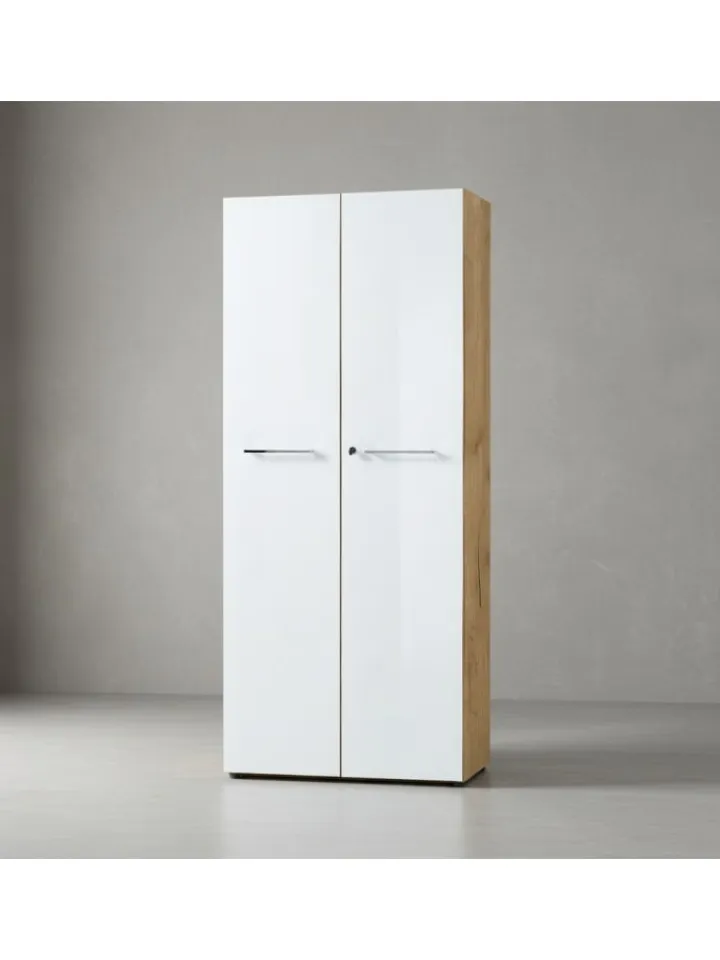 KADIMA DESIGN Möbel-Sets<Büro-Set 2 Schränke & Regal, 240cm breit, Glasfront in Chalet-Eiche-Nb.-Weiß