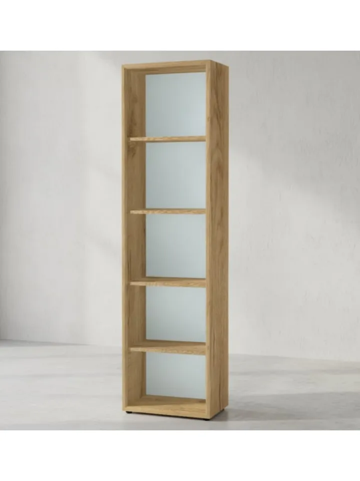KADIMA DESIGN Möbel-Sets<Büro-Set 2 Schränke & Regal, 240cm breit, Glasfront in Chalet-Eiche-Nb.-Weiß