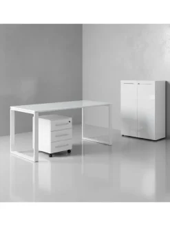 KADIMA DESIGN Möbel-Sets<Büro-Set Schreibtisch Schrank Container Glasfront Modern in Weiß