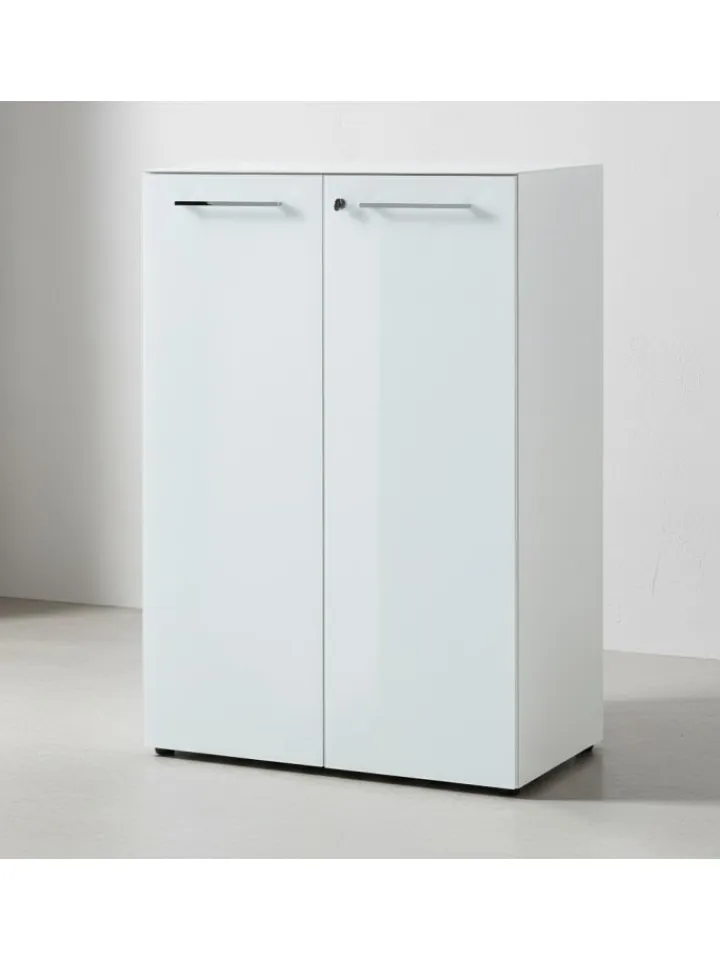 KADIMA DESIGN Möbel-Sets<Büro-Set Schreibtisch Schrank Container Glasfront Modern in Weiß