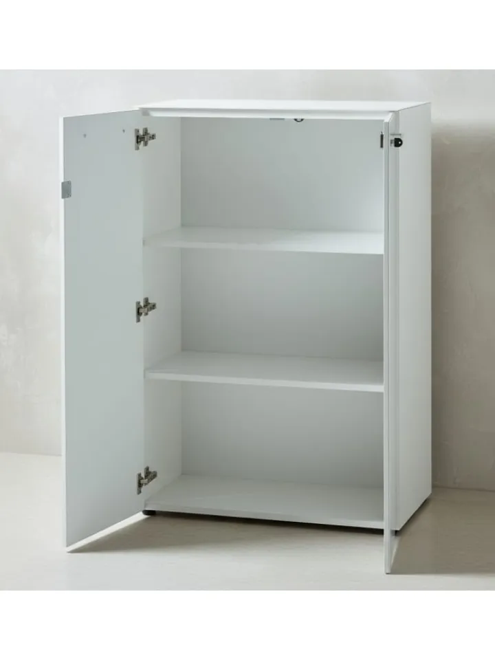 KADIMA DESIGN Möbel-Sets<Büro-Set 2-tlg 120cm hoch Kommode x Regal, Glas Front in Weiß
