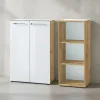 KADIMA DESIGN Möbel-Sets<Büro-Set 2-tlg 120cm hoch Kommode x Regal, Glas Front in Chalet-Eiche-Nb.-Weiß